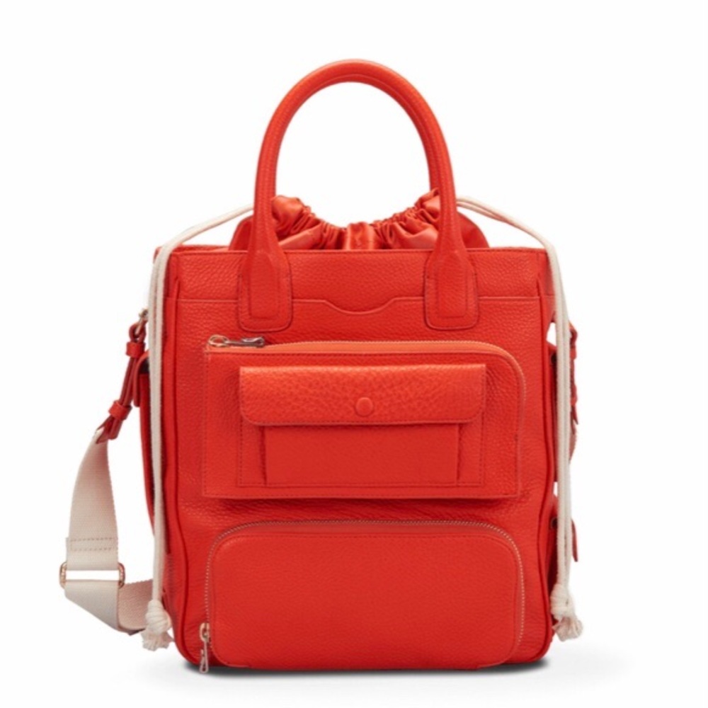Bill Blass Utility Tote Bag Pebbled Leather Cherry Tomato NWT MSRP $1288